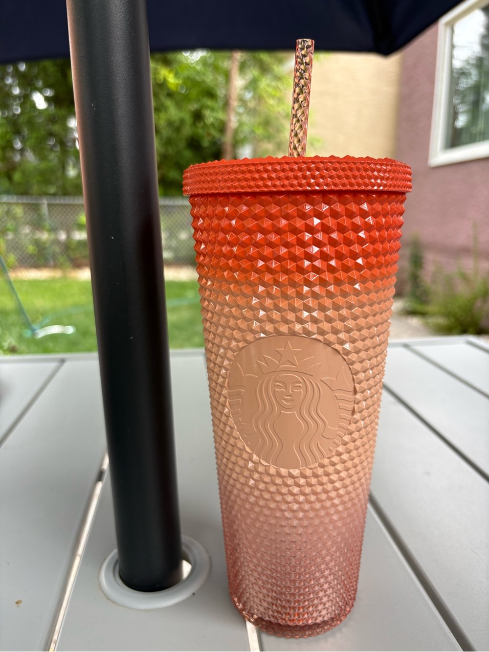 Starbucks Ombre Studded Tumbler in Orange & 🍊 Peach with Straw